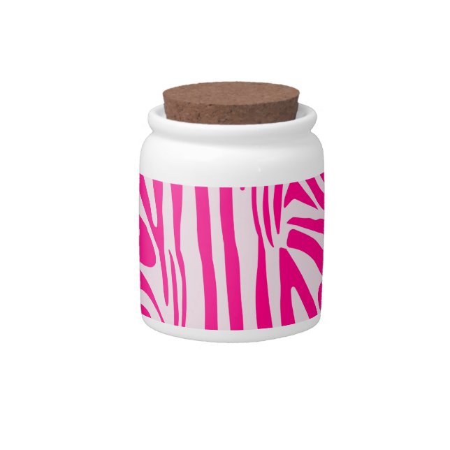Pink Zebra Print Pattern Candy Jar (Front)