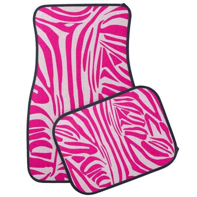 Pink Zebra Print Pattern Car Floor Mat (Set)