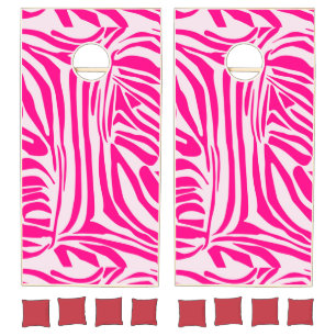 Pink Zebra Print Pattern Cornhole Set