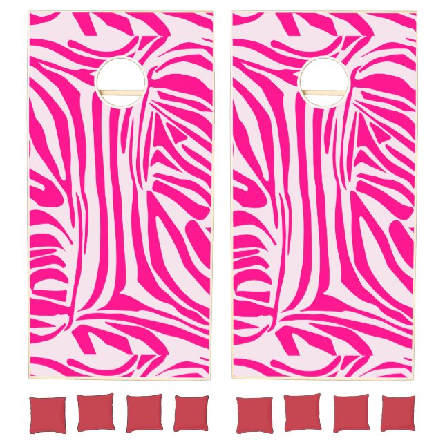 Pink Zebra Print Pattern Cornhole Set (Set)