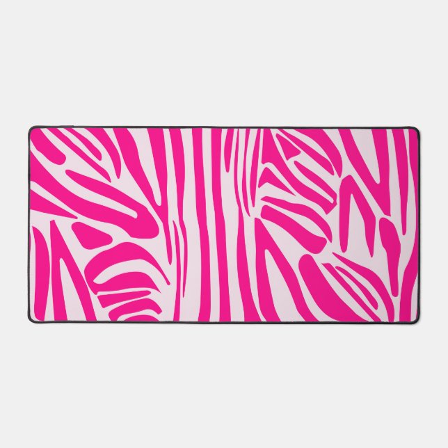 Pink Zebra Print Pattern Desk Mat (Front)