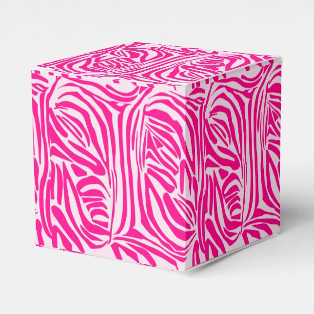 Pink Zebra Print Pattern Favor Boxes (Front Side)