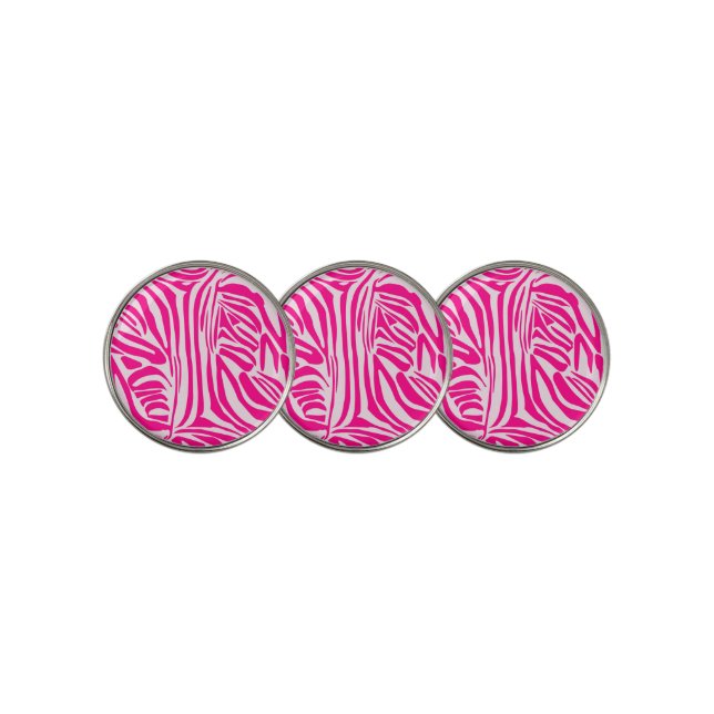 Pink Zebra Print Pattern Golf Ball Marker (3 Up)