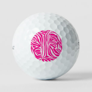 Pink Zebra Print Pattern Golf Balls