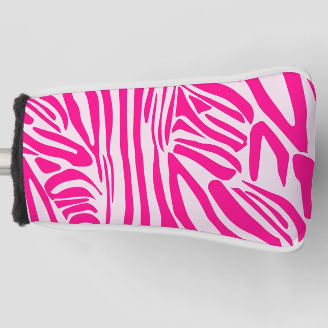 Pink Zebra Print Pattern Golf Head Cover (Front)