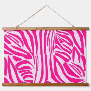 Pink Zebra Print Pattern Hanging Tapestry