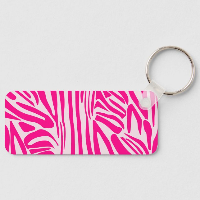 Pink Zebra Print Pattern Keychain (Front)
