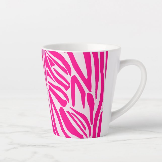 Pink Zebra Print Pattern Latte Mug (Right)