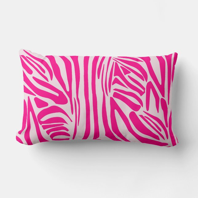 Pink Zebra Print Pattern Lumbar Pillow (Front)