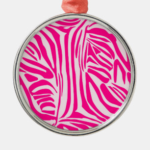 Pink Zebra Print Pattern Metal Ornament
