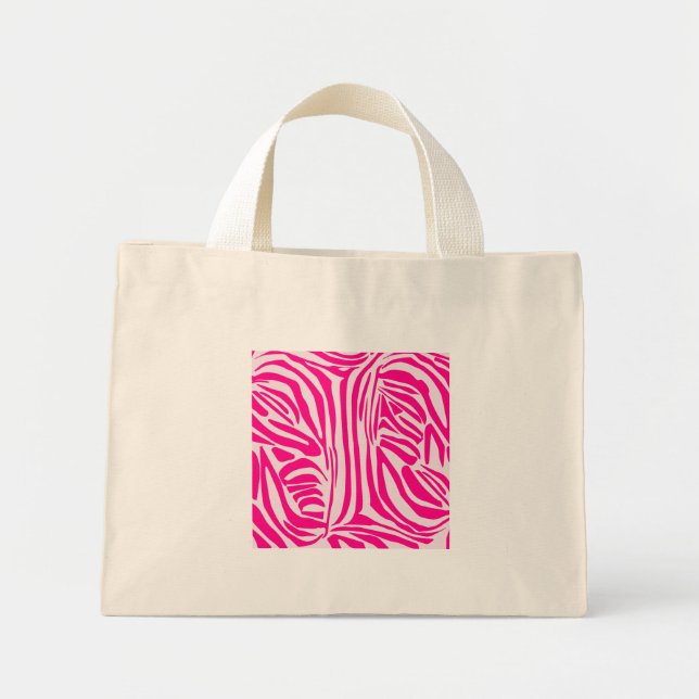 Pink Zebra Print Pattern Mini Tote Bag (Front)