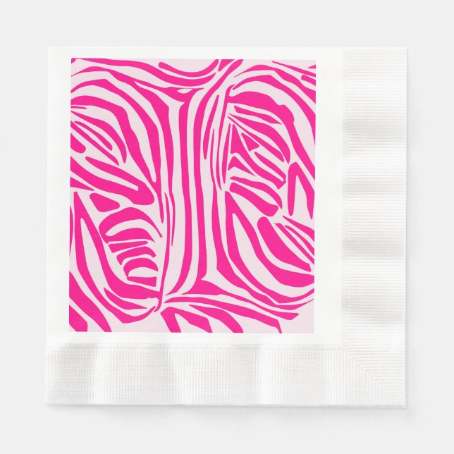 Pink Zebra Print Pattern Napkins (Front)