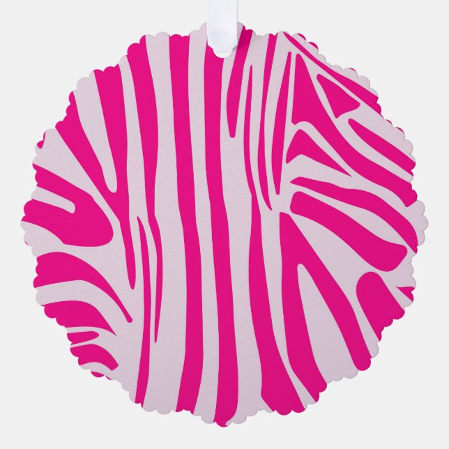 Pink Zebra Print Pattern Ornament Card (Front)