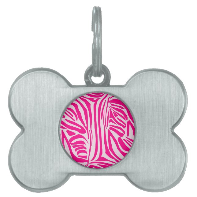Pink Zebra Print Pattern Pet ID Tag (Front)