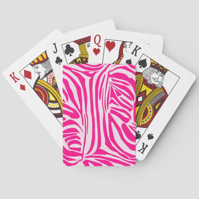 Pink Zebra Print Pattern Poker Cards (Back)