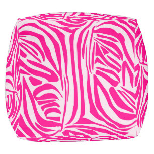 Pink Zebra Print Pattern Pouf
