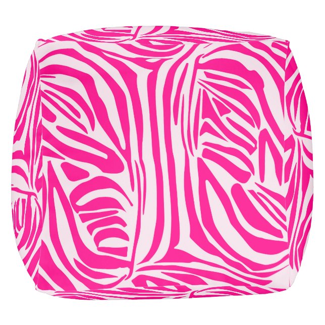 Pink Zebra Print Pattern Pouf (Bottom)