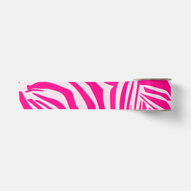 Pink Zebra Print Pattern Satin Ribbon (Front)