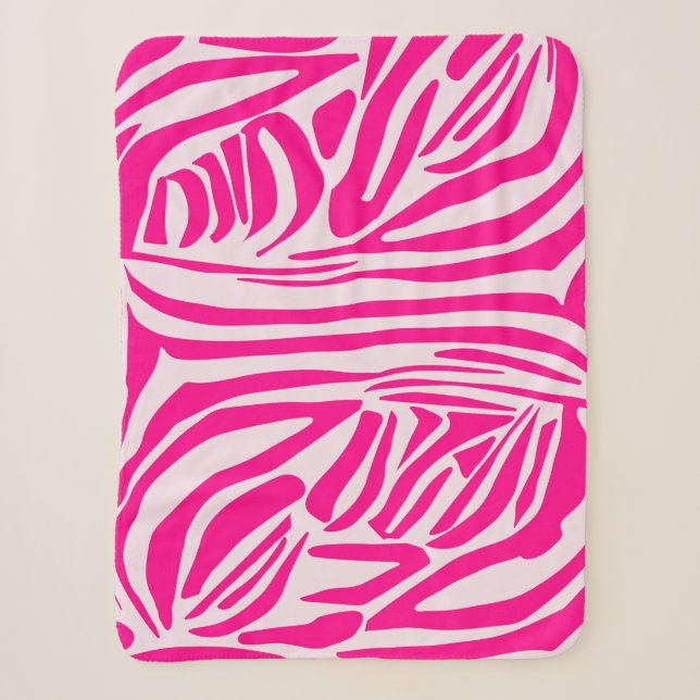 Pink Zebra Print Pattern Sherpa Blanket (Front)