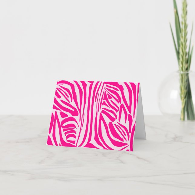 Pink Zebra Print Pattern Thank You Card (Front)