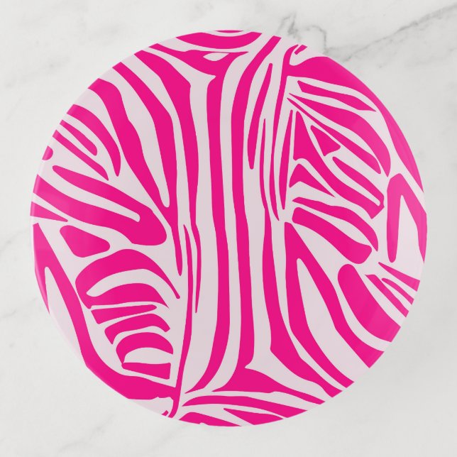 Pink Zebra Print Pattern Trinket Tray (Front)