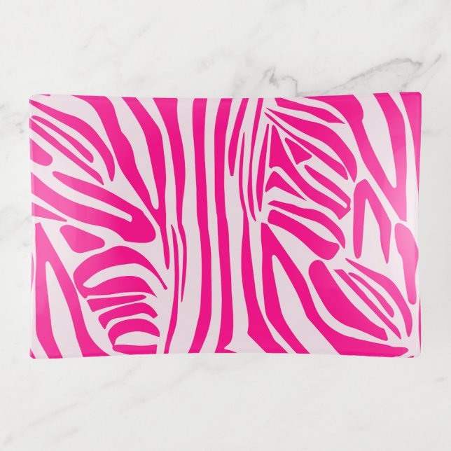 Pink Zebra Print Pattern Trinket Tray (Front)