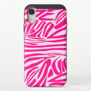 Pink Zebra Print Pattern iPhone XR Slider Case