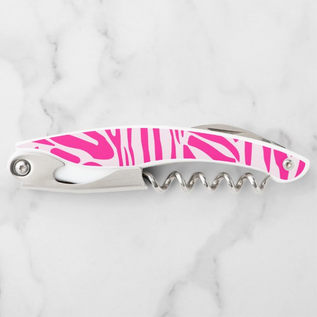 Pink Zebra Print Pattern Waiter's Corkscrew (Front)