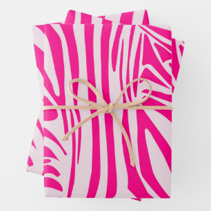 Pink Zebra Print Pattern Wrapping Paper Sheets