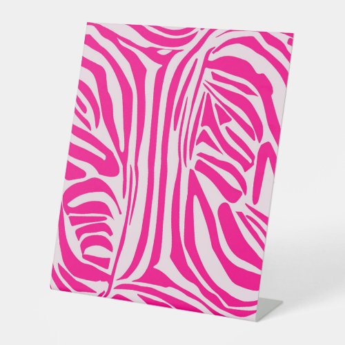 Pink zebra print pedestal sign