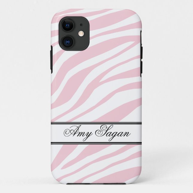 Pink Zebra Print personalized iPhone 5 Case (Back)