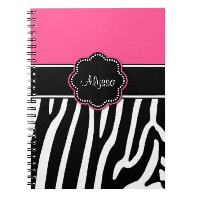 Pink Zebra Print Personalized Journal (Front)