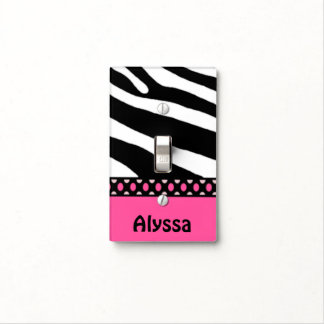 Pink Zebra Print Personalized Light Switch