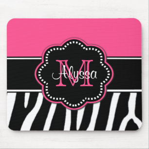 Pink Zebra Print Personalized Mousepad