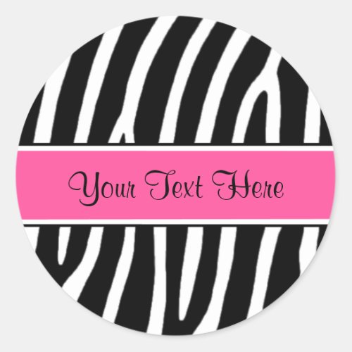 Pink Zebra Print Personalized Stickers