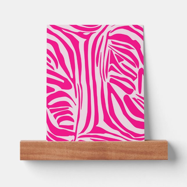 Pink zebra print picture ledge (Front)