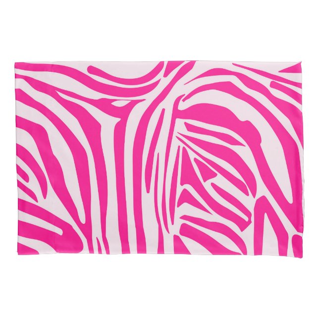 Pink zebra print pillow case (Front-Left)