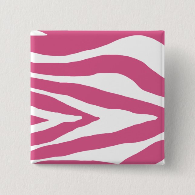Pink Zebra Print Pinback Button (Front)