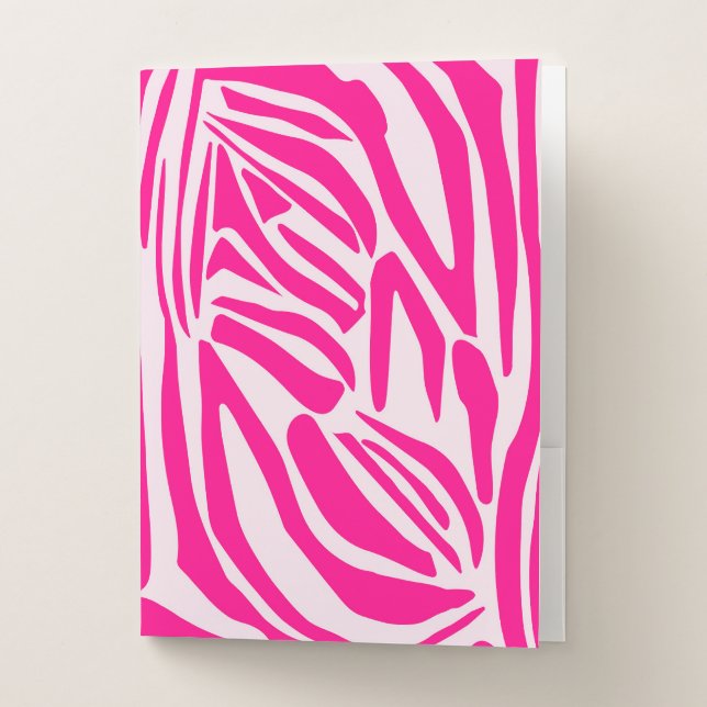 Pink zebra print pocket folder (Front)