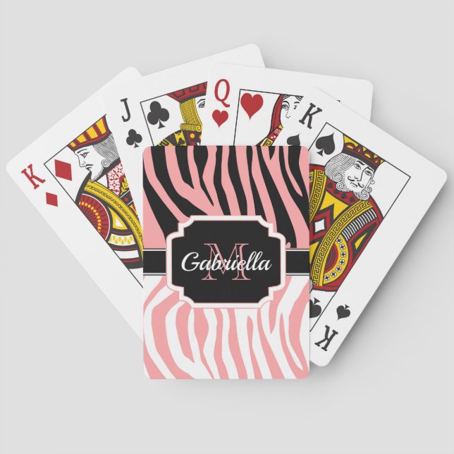 Pink Zebra Print Poker Cards (Back)