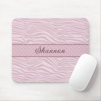 Pink Zebra Print & Polka Dots Mouse Pad