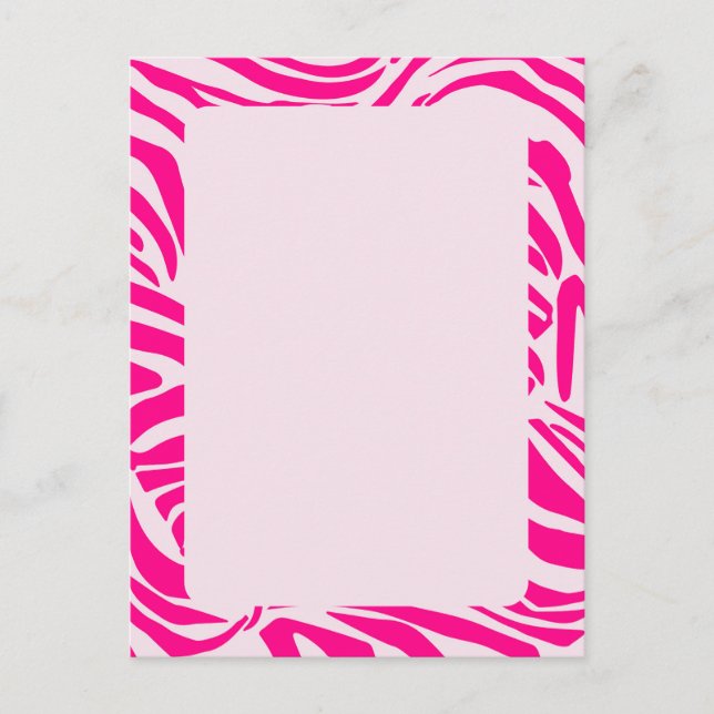 Pink zebra print postcard (Front)