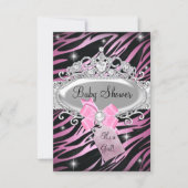 Pink Zebra Print & Princess Tiara Baby Shower Invitation (Front)
