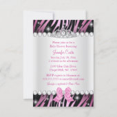 Pink Zebra Print & Princess Tiara Baby Shower Invitation (Back)
