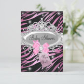 Pink Zebra Print & Princess Tiara Baby Shower Invitation (Standing Front)