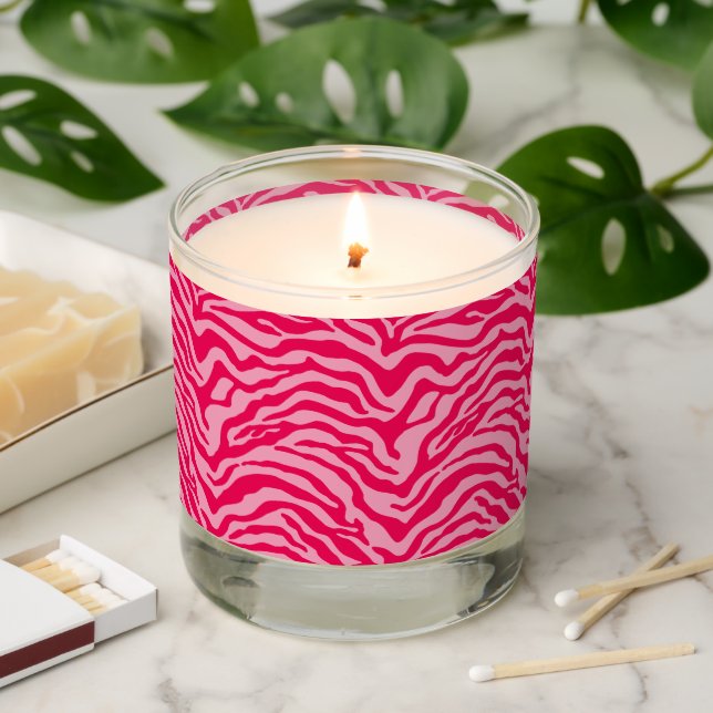 Pink Zebra print Scented Candle (Lit)