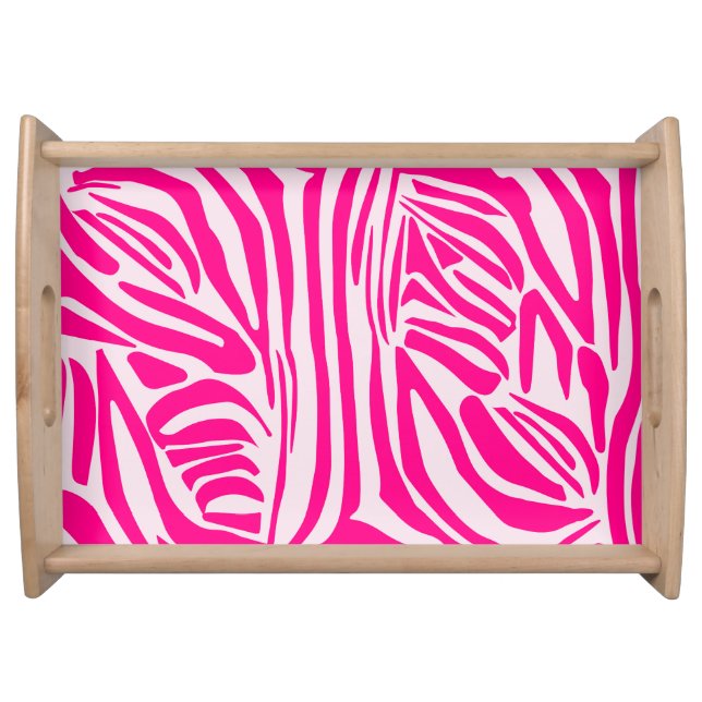 Pink zebra print serving tray (Front)