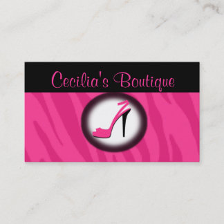 Pink Zebra Print Shoe Boutique Business Card