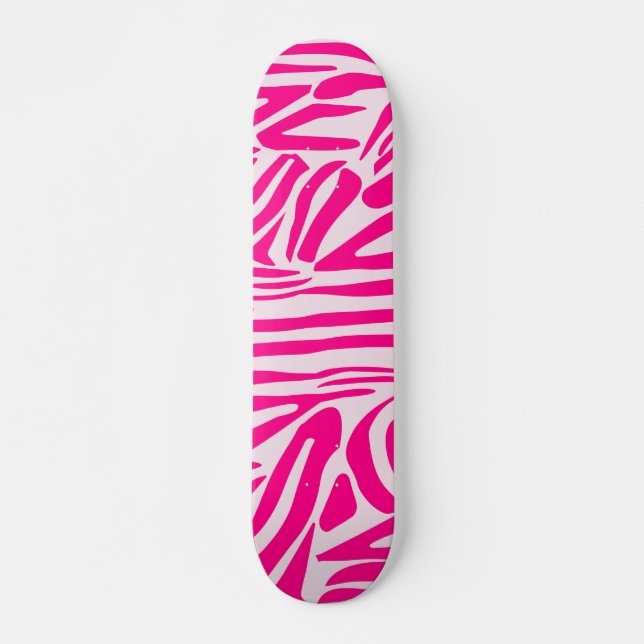 Pink zebra print skateboard (Front)