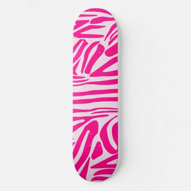 Pink zebra print skateboard (Front)